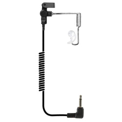 3.5mm connector - Listen only clear acoustic coiled tube with transducer and Fin Ultra ear tips