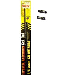 FL4-B 4 FOOT "FIREFLY" 5/8 WAVE 200 WATT CB ANTENNA IN BLACK with PLASTIC 2/PACK BLACK REPLACEMENT CAPS