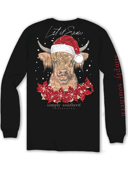 Let It Snow - Highlander - Poinsettias Christmas - Adult Long Sleeve (Small)