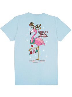 Baby It's Warm Outside - Flamingo - Christmas - Adult T-Shirt Small