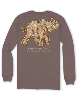 Elephant Wild Flowers - Adult Long Sleeve (US, Alpha, XX-Large, Regular, Regular, Mocha)