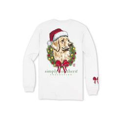 Golden Retreiver Dog in Merry Christmas Wreath T Shirt M