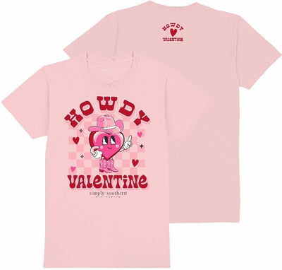 Simply Southern Howdy - Heart - Valentine - Adult T-Shirt (US, Alpha, Large, Regular, Regular, Light Pink)