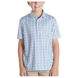 Simply Southern Youth Boys Short Sleeve Saltwater Fish Patterned Polo Shirt YS