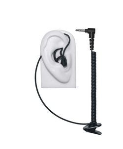 3.5mm connector - Listen only BLACK acoustic coiled tube with transducer with black Fin Ultra ear tips and single black Torpedo Earbud