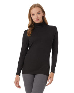 WOMEN'S MIDWEIGHT RIB BASELAYER TURTLENECK Black-L