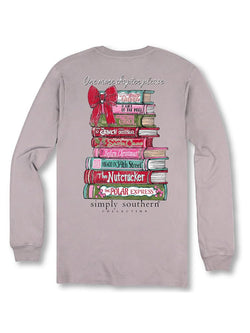 One More Chapter Please - Christmas Favorites - Red Bow - Adult Long Sleeve (US, Alpha, Small, Regular, Regular, Driftwood Gray)