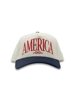 Simply Southern Womens Cream and Navy America Fashion Trucker Baseball Hat