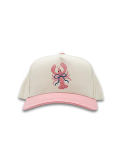 Simply Southern Womens Cream and Pink Lobster Fashion Trucker Baseball Hat