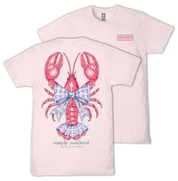 Simply Southern Lobster - Bow - Adult T-Shirt (US, Alpha, Small, Regular, Regular, Adult, Rosy Pink)