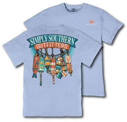 Simply Southern Buoy - Fishing - Adult T-Shirt (US, Alpha, Large, Regular, Regular, Adult, Mineral Wash - Faded Blue)