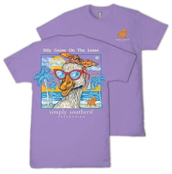 Simply Southern Silly Goose On The Loose - Beach - Youth T-Shirt (US, Alpha, Medium, Regular, Youth, Grape)