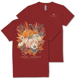 Fall Harvest - Pumpkins - Leaves - Adult T-Shirt (US, Alpha, X-Small, Regular, Regular, Carmine)