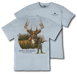 Simply Southern Deer - Hunter - Adult T-Shirt (US, Alpha, Medium, Regular, Regular, Adult, Mineral Wash - Ashen Blue)