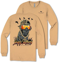 Lab Camo - Hunting Dog - Adult Long Sleeve (US, Alpha, S, Regular, Regular, Bisque Tan)