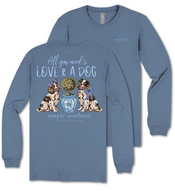 All You Need is Love & A Dog - Adult Long Sleeve (US, Alpha, X-Small, Regular, Regular, Iceland Blue)