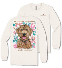Prefer Dogs Over People - Flowers - Adult Long Sleeve (US, Alpha, X-Large, Regular, Regular, Linen Cream)