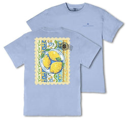 Simply Southern Lemon Stamp - Floral - Adult T-Shirt (US, Alpha, X-Large, Regular, Regular, Adult, Mineral Wash - Faded Blue)