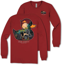 Duck - Black Bears - Mountain - Moon - Off Road Vehicle - Adult Long Sleeve (US, Alpha,S, Regular, Regular, Carmine Maroon)
