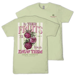Simply Southern by Their Fruits Ye Know Them - Pomegranate - Adult T-Shirt (US, Alpha, Large, Regular, Regular, Adult, Fern Green)