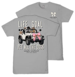 Simply Southern Life Goal - Pet All The Dogs - Off Road Vehicle - Pink Bow - Youth T-Shirt (US, Alpha, Small, Regular, Youth, Lunar)