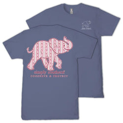 Simply Southern Track Elephant - Cherries & Pink Bows - Adult T-Shirt (US, Alpha, Small, Regular, Regular, Adult, Denim Blue)