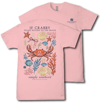 Simply Southern If Crabby Please Return to The Beach - Adult T-Shirt (US, Alpha, XX-Large, Regular, Regular, Adult, Tea Rose Pink)
