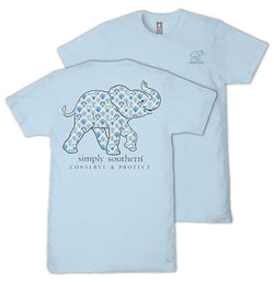 Simply Southern Track Elephant - Shell - Adult T-Shirt (US, Alpha, Small, Regular, Regular, Adult, Ice Blue)