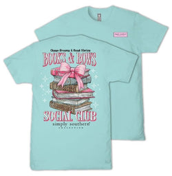 Simply Southern Chase Dreams & Read Stories - Books & Bows Social Club - Youth T-Shirt (US, Alpha, Small, Regular, Youth, Aqua)
