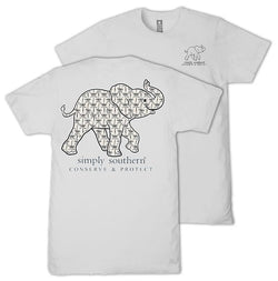 Simply Southern Track Elephant - Black Bows - Adult T-Shirt (US, Alpha, X-Small, Regular, Regular, Adult, Star)