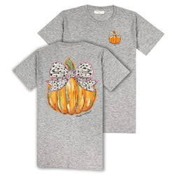 Bow Pumpkin - Fall - Youth T-Shirt (US, Alpha, Small, Regular, Youth, Storm Heather Gray)