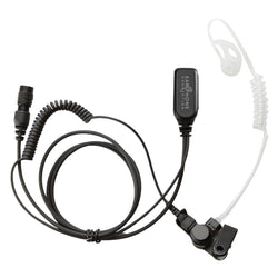 "Easy Connect" Replacement -EC Lapel microphone with PTT button & clear coiled cable transducer