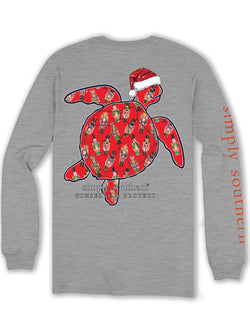 Simply Southern Sea Turtle Filled with Nutcrackers - Christmas - Adult Long Sleeve (US, Alpha, X-Large, Regular, Regular, Sport Gray)