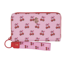 Designer Print Wallet with Matching Key Fob (Cherry)