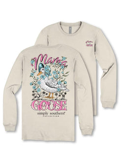 Mama Goose Design, Cream Linen, Adult Long Sleeve T-Shirt (US, Alpha, XS, Regular, Regular, Cream Linen)