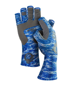 HALF FINGER GUIDE GLOVE BLUE WATER CAMO L