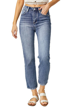 HIGH RISE CROP STRAIGHT JEANS MEDIUM-32(15)