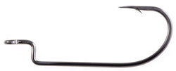 Owner Offset Wide Gap Worm Size 3/0 5pk Offeset Shank Wide Gap Black Chrome 5pk