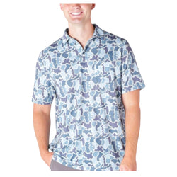 Simply Southern Mens Blue Camo Button Up Polo Shirt XXL