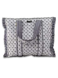 Simply Southern Quilted Lightweight Tote Bag, Patterned Fabric Dual Handles (Black Bow Stripe)