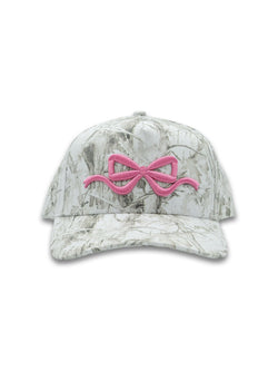 Simply Southern Womens White Camo with Pink Bow Fashion Trucker Baseball Hat