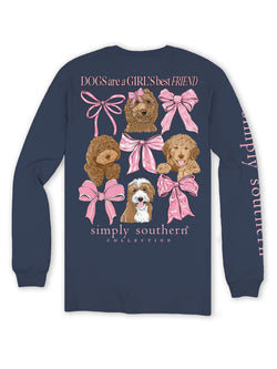 Women's Relaxed-Fit Long Sleeve T-Shirt | Dogs are A Girl's Best Friend | Preppy and Stylish Women's T-Shirt, Large