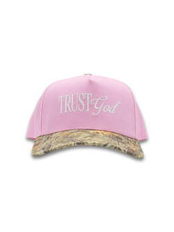 Simply Southern Womens Pink & Camo Trust God Fashion Trucker Baseball Hat