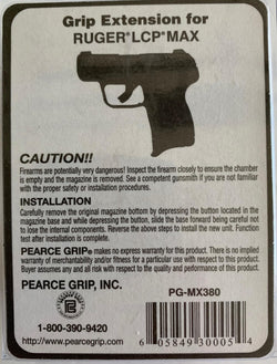 PEARCE GRIP EXTENSION FOR RUGER LCP MAX 380 3/4" EXTRA