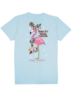 Baby It's Warm Outside - Flamingo - Christmas - Youth T-Shirt Large