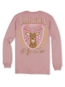 Women's Relaxed-Fit Long Sleeve T-Shirt | Hey Deer | Preppy and Stylish Women's T-Shirt, Medium