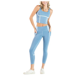 Simply Southern Blue Athletic Seamed Sports Leggings with Pockets XXL
