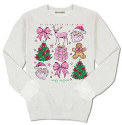 FA La La La - Christmas Icons - Adult Crew Sweater (US, Alpha, X-Large, XX-Large, Regular, Regular, Flurry Light Gray)