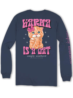 Simply Southern Karma is a Cat - Adult Long Sleeve T-Shirt (Medium)