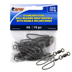 AFW SS Ball Bearing Snp Swiv 320lb #6 2WldRgGnmtlBlk 10p Stainless Steel Ball Bearing Snap Swivels Gunmetal Black 10pc